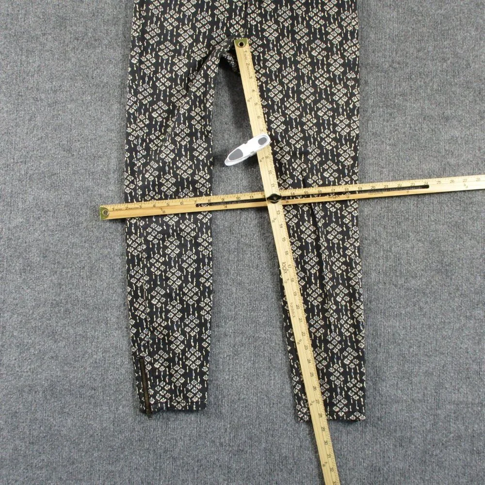 Pilcro Pants Women 28 Black Geometric Ankle Zip Serif Stretch Anthro Fit 30x28 - Picture 12 of 16